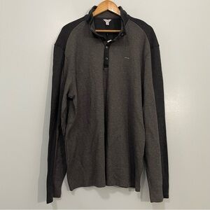 Calvin Klein Charcoal Gray Snap Button Neck Cotton Sweatshirt XXL NWT